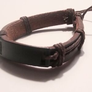 Men's leather bracelet layered brown New c9‎